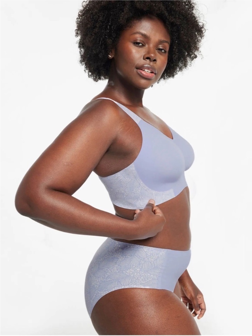 Evelyn & Bobbie Beyond Adjustable Wireless Bra Moonstone Lace Blue Purple XL - Picture 2 of 14